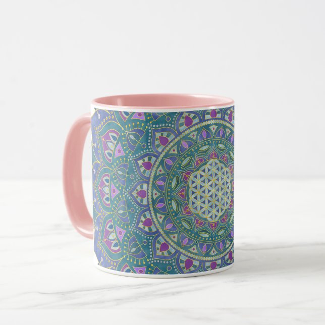 Flower Of Life - Mandala India Style 1 Mug (Front Left)