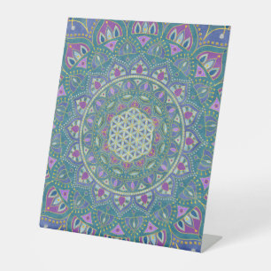 Flower Of Life - Mandala India Style 1 Pedestal Sign