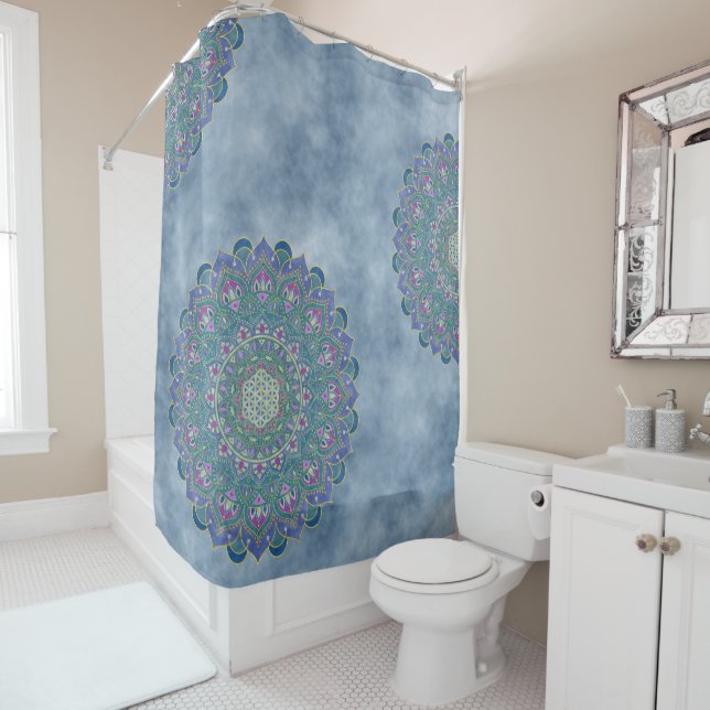 Flower Of Life - Mandala India Style 1 Shower Curtain (In Situ)