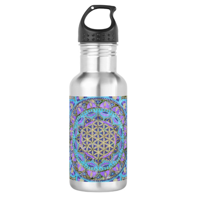Flower Of Life - Mandala India Style 2 532 Ml Water Bottle (Front)