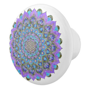 Flower Of Life - Mandala India Style 2 Ceramic Knob