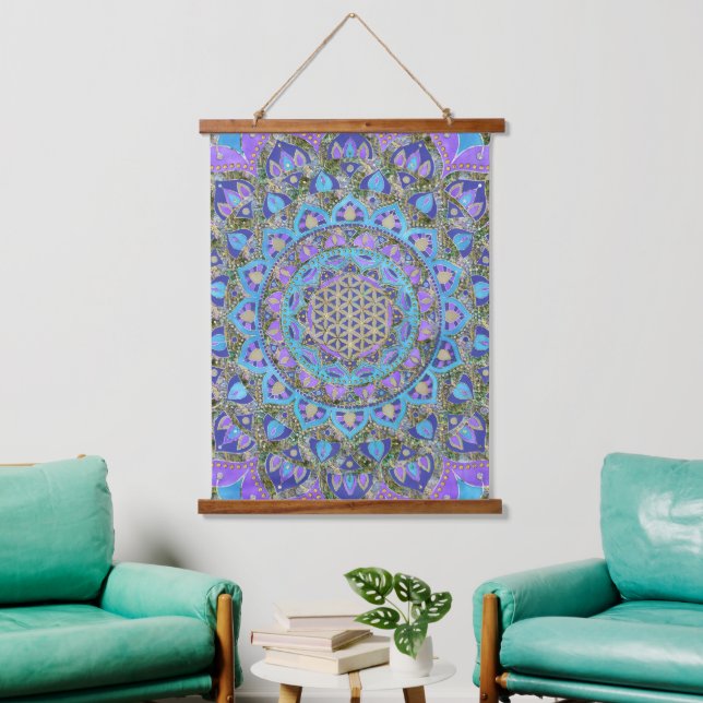 Flower Of Life - Mandala India Style 2 Hanging Tapestry (Living Room)