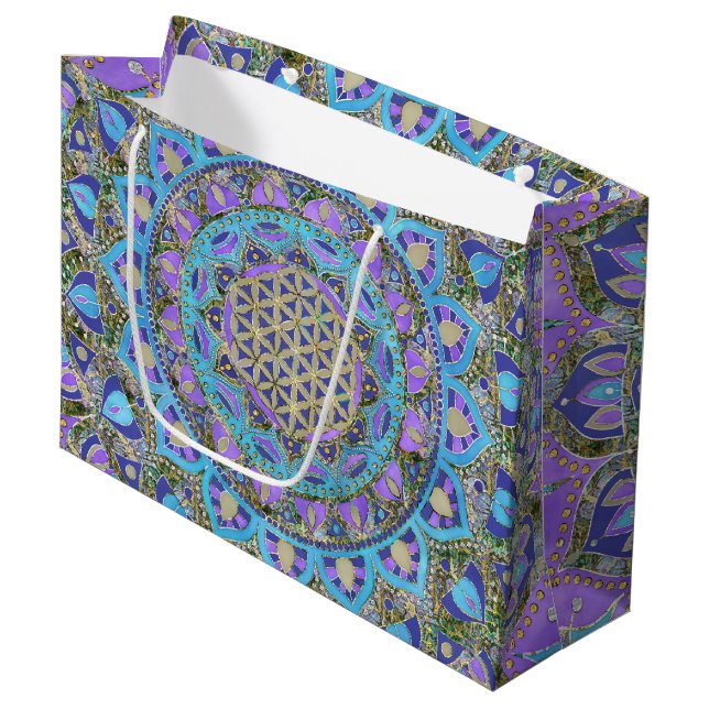 Flower Of Life - Mandala India Style 2 Large Gift Bag (Front Angled)