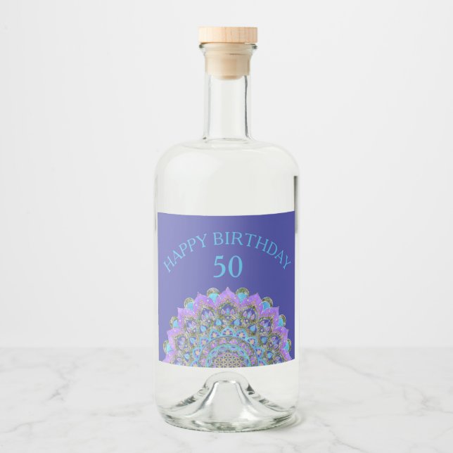 Flower Of Life - Mandala India Style 2 Liquor Bottle Label (Front)