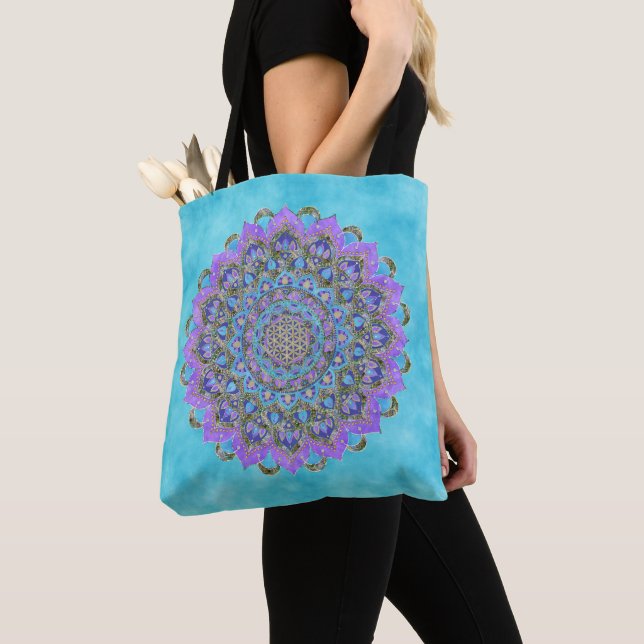 Flower Of Life - Mandala India Style 2 Tote Bag (Close Up)