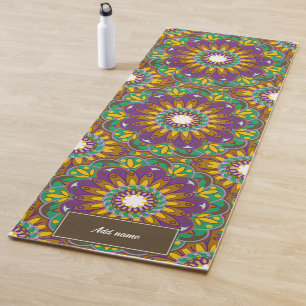 Flower of life Mandala pattern retro custom name Yoga Mat