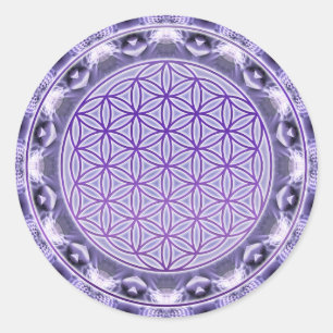 Flower of Life - Mandala - purple Classic Round Sticker