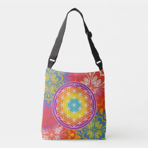 Flower of life mandala zen crossbody bag