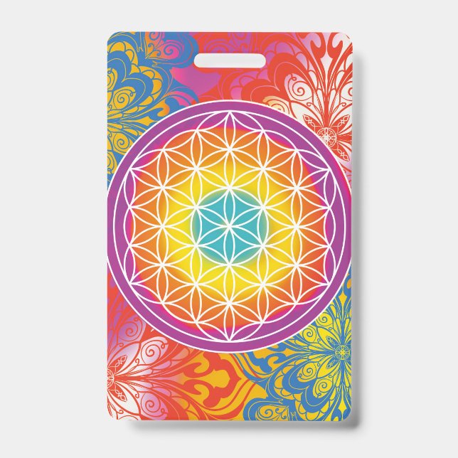 Flower of life mandala zen ID badge (Front)
