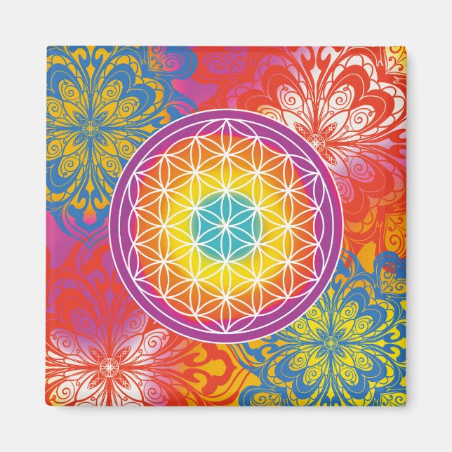 Flower of life mandala zen magnet (Front)