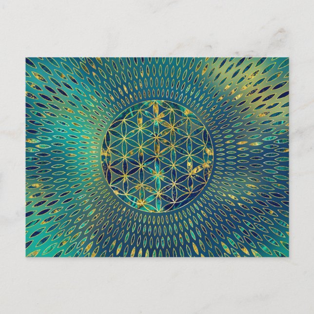Flower of life Marble and gold Postcard (Front)