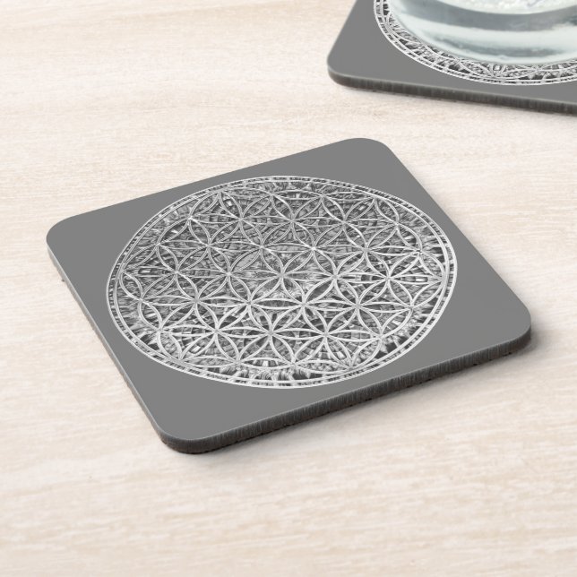 FLOWER OF LIFE - Medal Silver Coaster (Left Side)