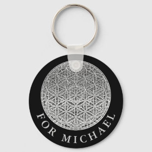 FLOWER OF LIFE - Medal Silver Key Ring