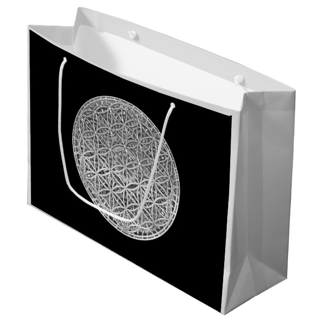 FLOWER OF LIFE - Medal Silver Large Gift Bag (Front Angled)