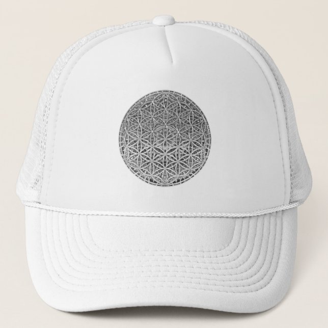 FLOWER OF LIFE - Medal Silver Trucker Hat (Front)