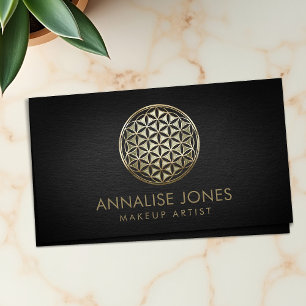 Flower of life metallic embossed business card