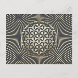 Flower of life metallic embossed postcard