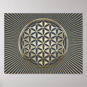 Flower of life metallic embossed poster
