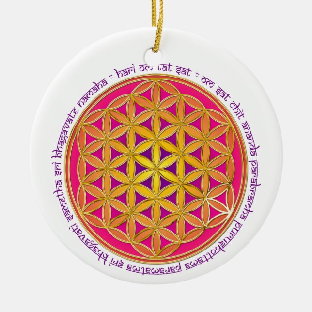 Flower Of Life / Moola Mantra Ceramic Tree Decoration (Front)
