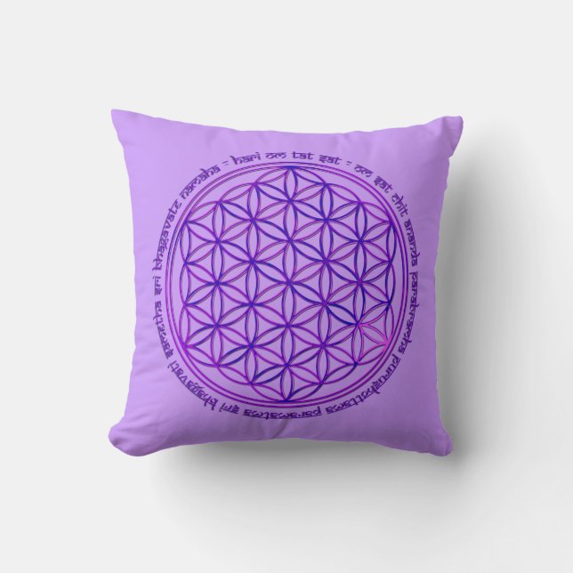 Flower Of Life - Moola Mantra - violet Cushion (Front)