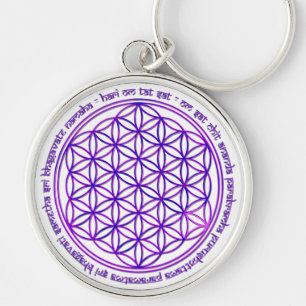 Flower Of Life - Moola Mantra - violet Key Ring