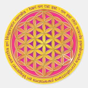 Flower Of Life / Moola Mantra   yellow Classic Round Sticker