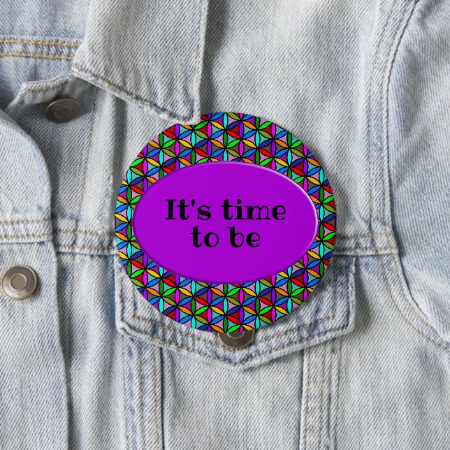 FLOWER OF LIFE - multi coloured gradients pattern  10 Cm Round Badge (In Situ)