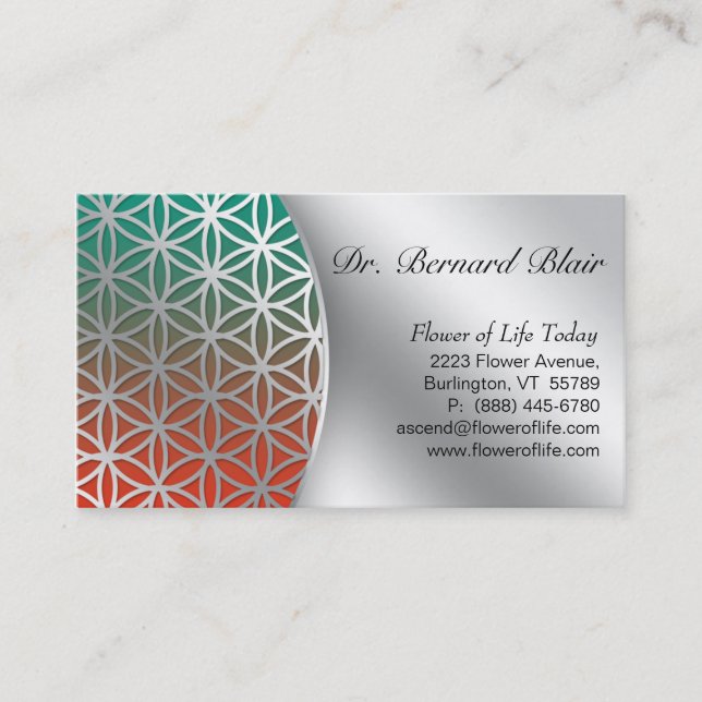 Flower of Life Nature Business Card Silver (Front)