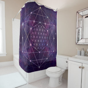 Flower of Life on Nebula - sky Shower Curtain