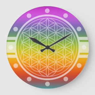 Flower of Life - ONLY COLOR gradients multi colour Large Clock