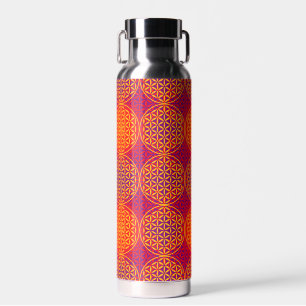 FLOWER OF LIFE - orange pink pattern Water Bottle