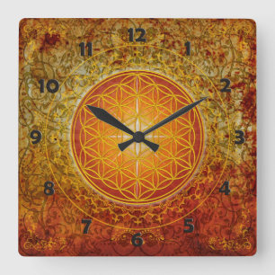 Flower of Life - Ornament III Square Wall Clock