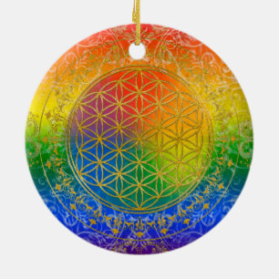 Flower of Life - Ornament Rainbow gold