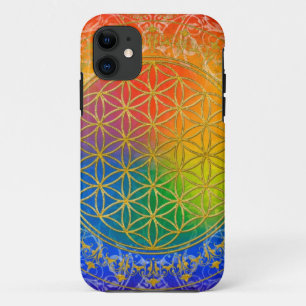 Flower of Life - Ornament Rainbow gold iPhone 11 Case