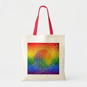 Flower of Life - Ornament Rainbow gold Tote Bag