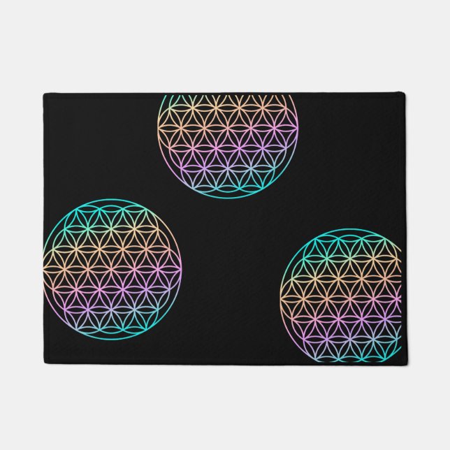 Flower of life pastel rainbow doormat (Front)