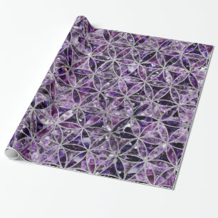 Flower of life pattern - Amethyst and Silver Wrapping Paper