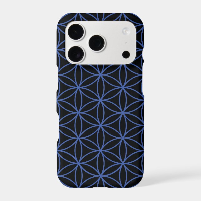 Flower of Life Pattern – Blue on Black (Back)