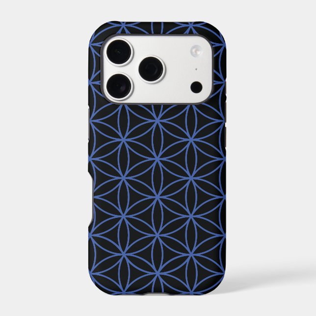 Flower of Life Pattern – Blue on Black (Back)