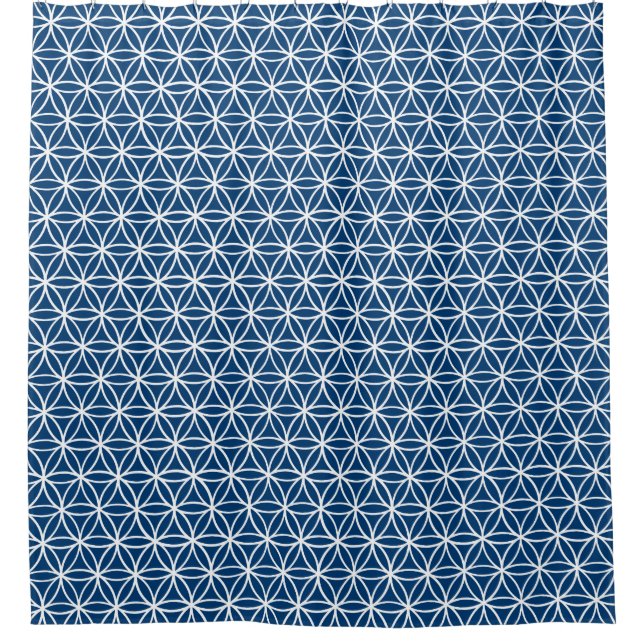 Flower of Life Pattern: Navy Blue Shower Curtain (Front)