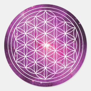 Flower of LIfe Pink Galaxy Classic Round Sticker