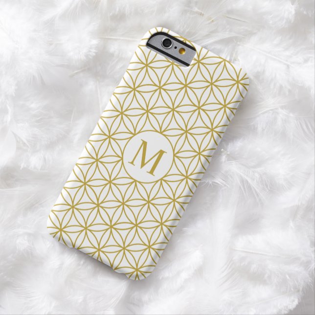 Flower of Life Ptn (Personalized) – Gold on White Case-Mate iPhone Case (In Situ)