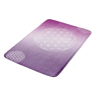 Flower of life purple Badematte Bath Mat