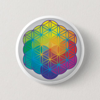 Flower of Life Rainbow Colours Harmony Energy 6 Cm Round Badge