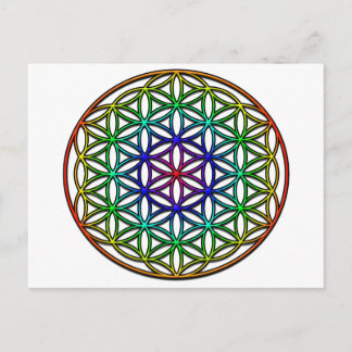 Flower of Life (rainbow) sacred geometry symbol Postcard