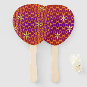 FLOWER OF LIFE - red gold pattern Hand Fan