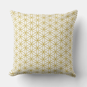 Flower of Life Repeat Pattern – Gold on White Cushion