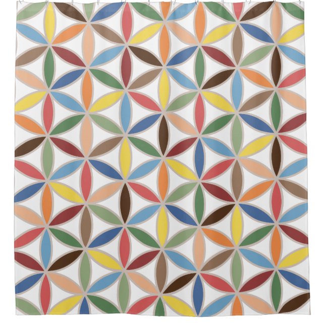 Flower of Life Retro Colour Pattern Shower Curtain (Front)