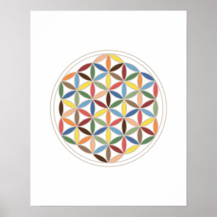 Flower of Life Retro Colours Poster