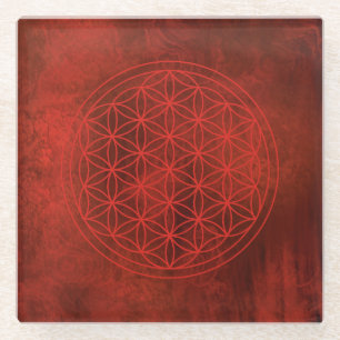 flower of life, sacred geometric,zen, chakra,   glass coaster